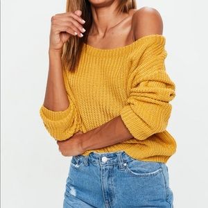 Mustard Off The Shoulder Sweater